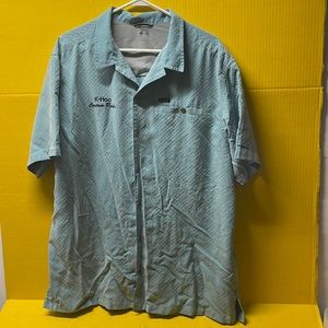 Columbia Omni Shade green plaid short sleeve button down shirt, size XL